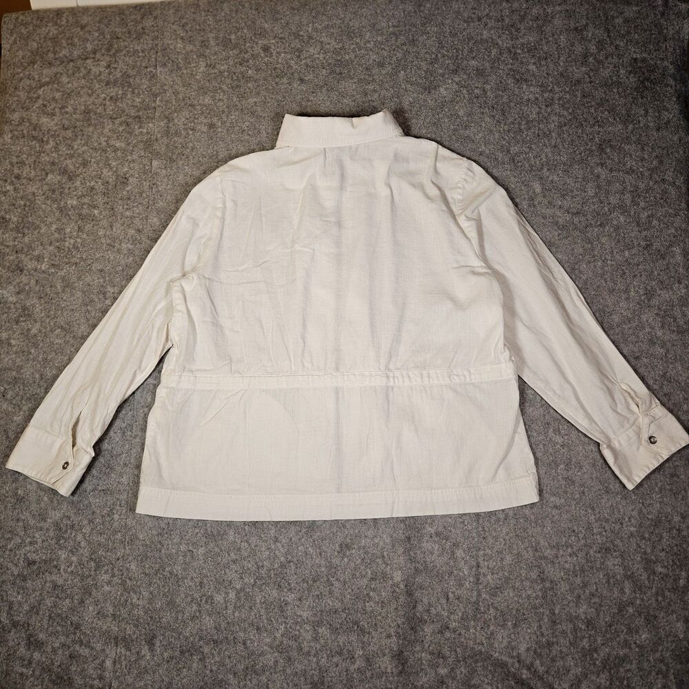 Chicos White Cotton Blend Drawstring Jacket Outdoors Classic Coastal Size 3 READ - Picture 9 of 10